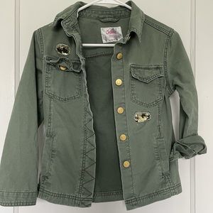 Justice size 8 olive green military jacket